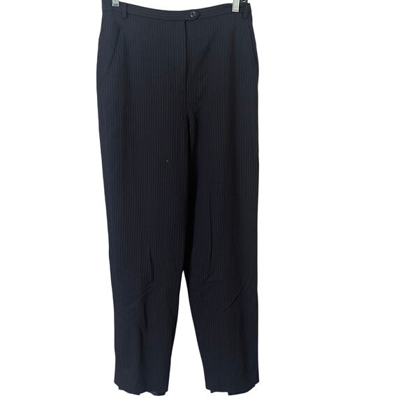 Larry Levine Women’s Dress Pants 10 Black Pinstripe Wool Blend Lined Career Work - Picture 8 of 9